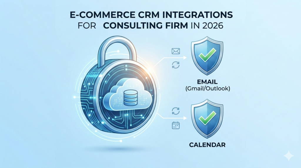 Infographic showing the automation of email and calendar syncing into a CRM.