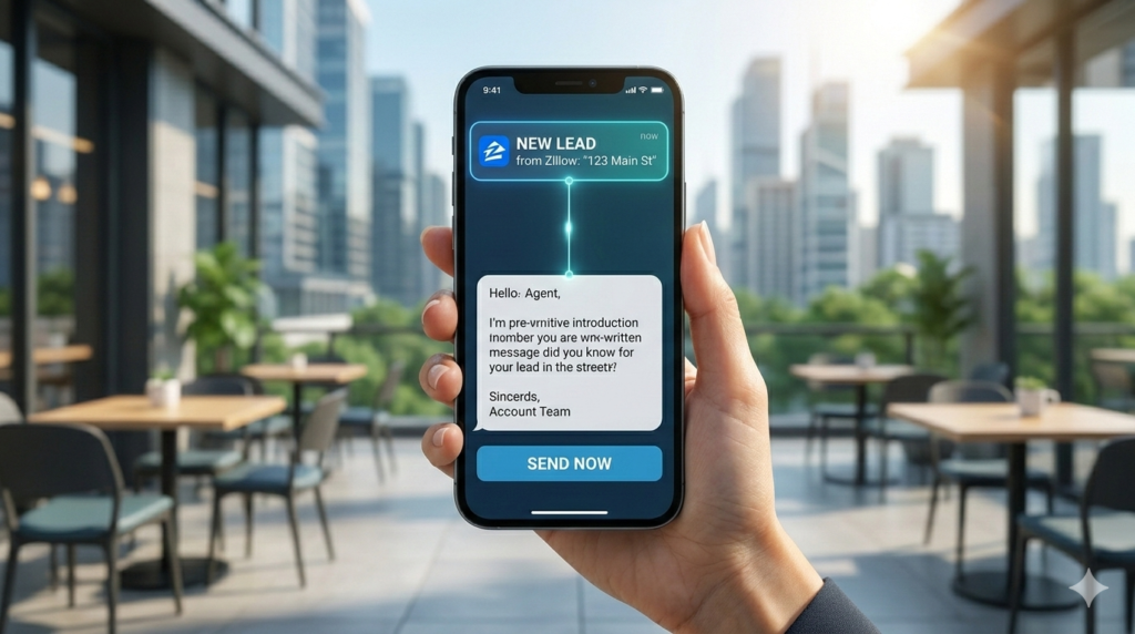 Instant lead notification and automated response on a smartphone screen.