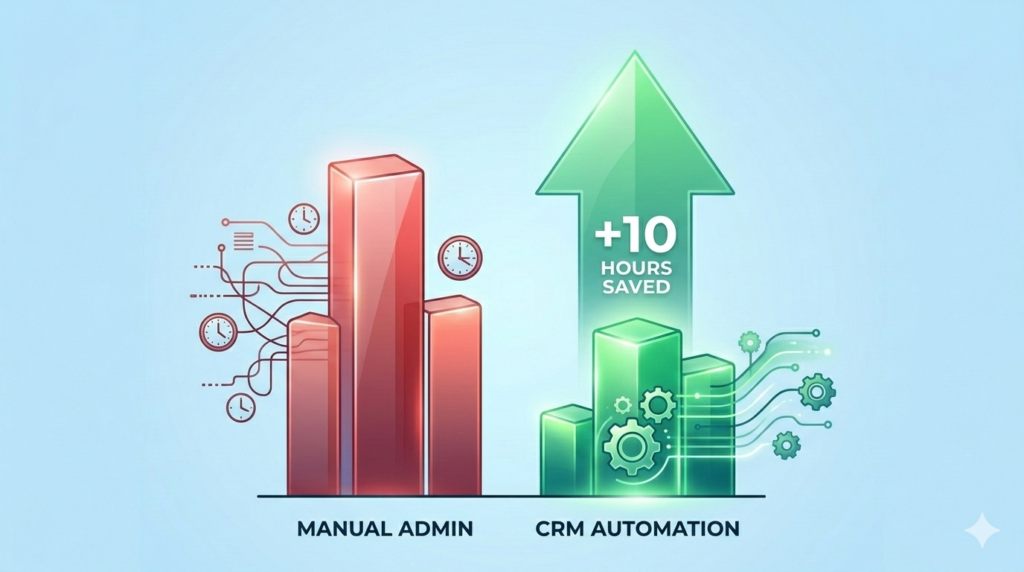 Chart showing time saved by an agency team after CRM implementation.