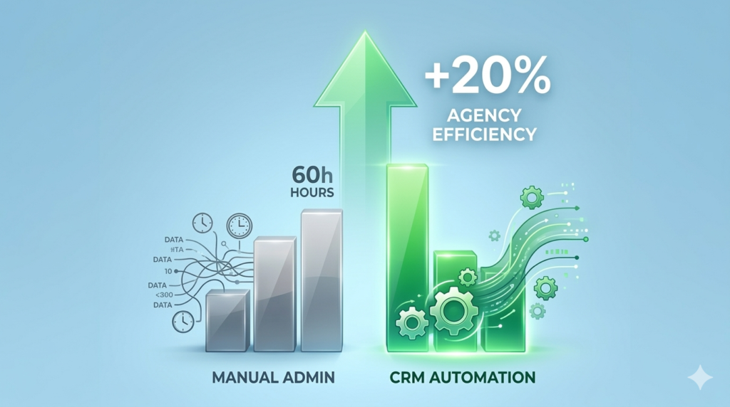 Chart comparing billable asset growth with and without CRM automation for small accounting firms.